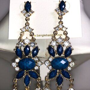 Amrita Blue Lapis & Gold Chandelier Crystal Earrings